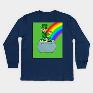 Get this funny St. Patrick's Day messy t-shirt for St. Patrick's Day or as an Irish birthday party favor! Wear this lucky Ireland vintage graphic costume for women, ladies, girls and men on St. Paddy's Day Kids Long Sleeve T-Shirt